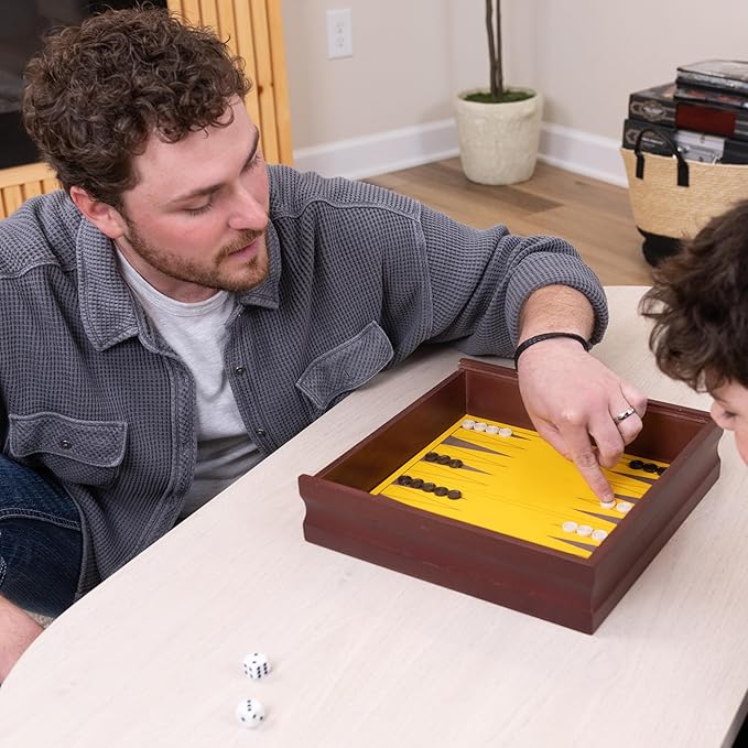 Elbow Room Games Family Game Set 10 Classic Games with Wooden Storage Box and Built-in Game Boards Endless Fun for Game Nights Gatherings &amp Travel 2+ Players