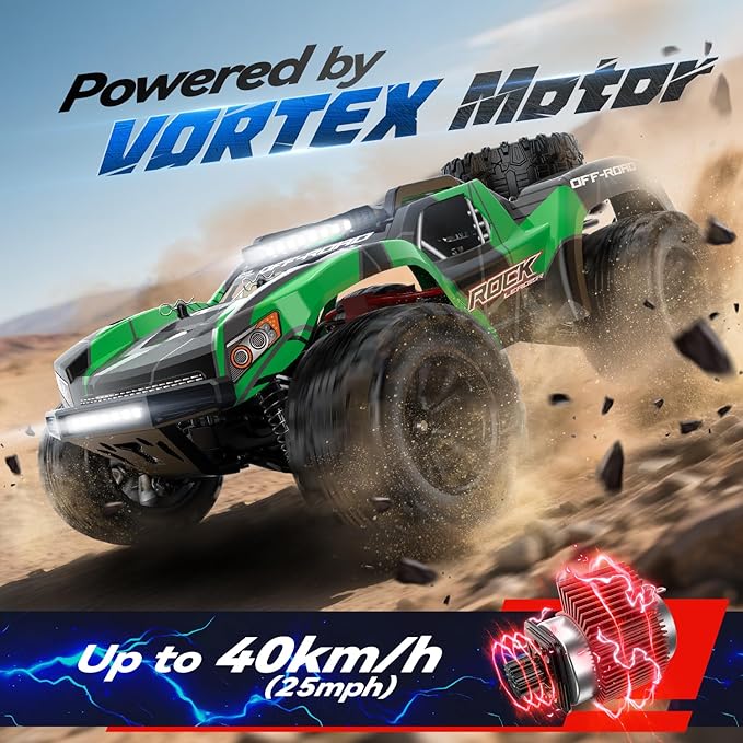 JM Racing 1:12 Fast RC Cars 40KPH 4WD Remote Control Desert Truck All Terrain Off-Road Monster Truck W/Rechargeable Battery Waterproof RTR Racing Car W/LED Lights &amp Spare Tire for Adults Boy &am
