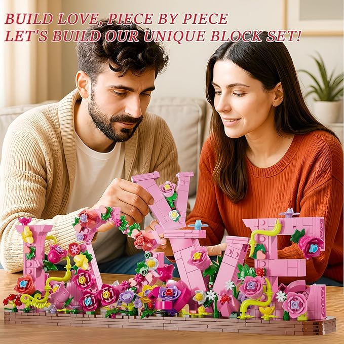 Heart Ornament Building Toy KitLove Shaped Flowers Building Set791PCS Flowers Roses Botanical Plant DIY Collection for Adults Kids Girls and BoysHome Decor Gift for Birthday Valentines