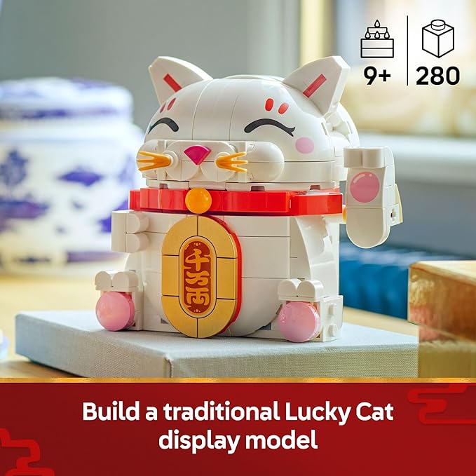 LEGO Lucky Cat Building Toy for Girls &amp Boys - Smiling Cat W/Waving Paw Function for Kids Ages 9+ - Home Decor for Spring Festival &amp Chinese New Year Celebrations - Gift Idea for Birthdays -