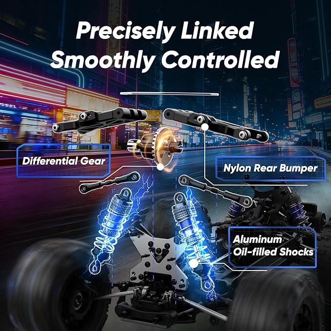 1/14 Brushless RC Cars Fast 50 mph4WD Waterproof All Terrain Truck with 2 Lipo Batteries and 25W Fast Charger4x4 Hobby MTR RC Truck with 3S Battery