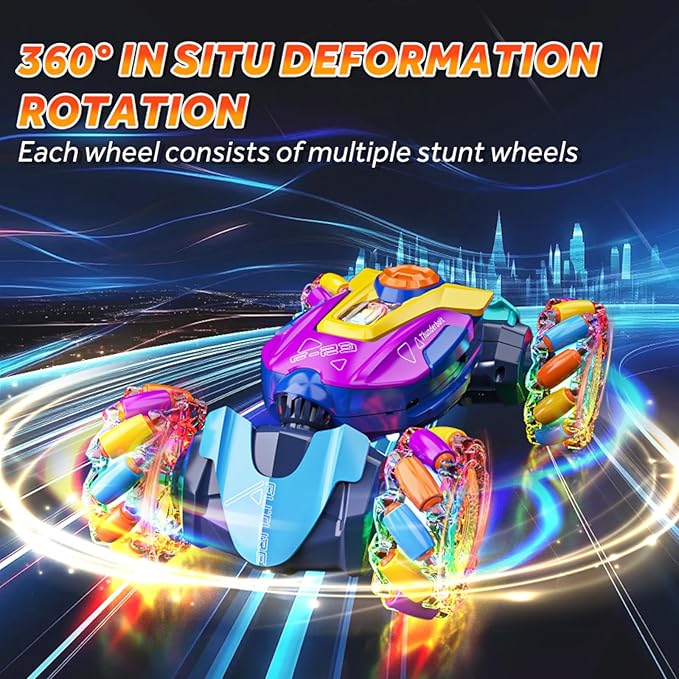 Gesture Sensing Remote Control Stunt Car - Boys Toys Age 6-8-12 4WD Hand Controlled RC Twist Car with Light &amp Music Cool Birthday Presents and Ideas Gifts for Boys Kids Age 7 9 10 11 12 Years Ol