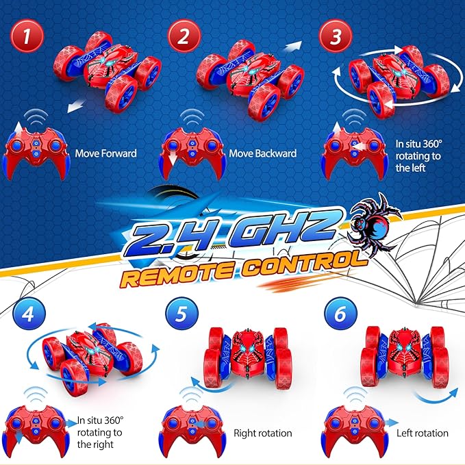 Remote Control CarRC Cars Boys Toys for 3 4 5 6 7 8 9 10 11 12 Year Old Boy Double Sided 360°Flip 4WD Rechargeable Drift RC Race Car Birthday Gifts Easter Basket Stuffers for Kids Age 3-12