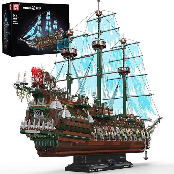 Mould King 13218 Pirate Ship Building Blocks Sets MOC Ghost Ship Flying Dutchman Model Kit Display Decoration Pirate Boat Model Sets Collectible Construction Toys Gift for Teen Adult(6849 PCS)