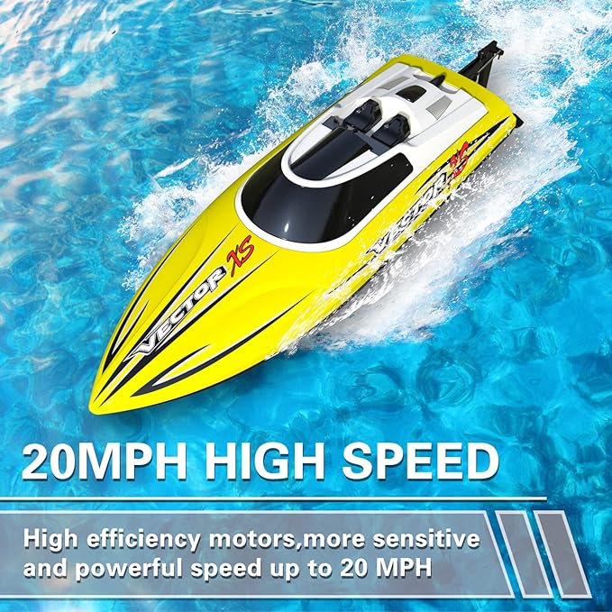 VOLANTEXRC RC Boat 20MPH Fast RC Boats for Adults 2.4Ghz Remote Control Boat for Pools and Lake with 2 Rechargeable Batteries Toys Gifts (Yellow)
