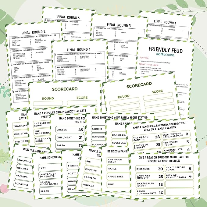 Family Reunion Friendly Feud Game with 2 Answer Buzzers Feud Cards for Game Night Fun Trivia Quiz for Party Groups Team Building(Colorful Family)