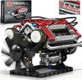 Tuajixz V8 Engine Building Blocks Sets V8 Engine Model Kit That Runs – Motorized with Moving Pistons Crankshaft &amp Rotating Fan Realistic Engine Simulation for Car Enthusiasts 588Pcs