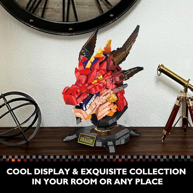 JMBricklayer Dragon Set for Adults 70105 Cool Animals Model Dragon Head Building Blocks Toy Collection or Home Office Decor Birthdays for Boys Girls Men and Adults