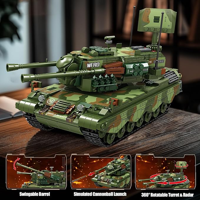 NUTCRACKER Military Tank Building Blocks Set - WW2 Army Tank Building Toy Collectible Home Display Model Christmas Birthday Gifts for Adults ((No Battery Included)