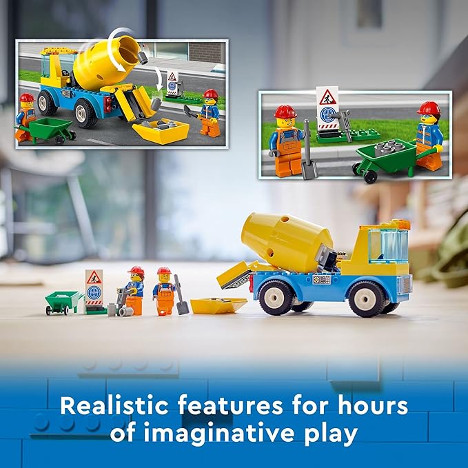 LEGO City Great Vehicles Cement Mixer Truck 60325 Building Toy Set for Preschool Kids Boys and Girls Ages 4+ (85 Pieces)