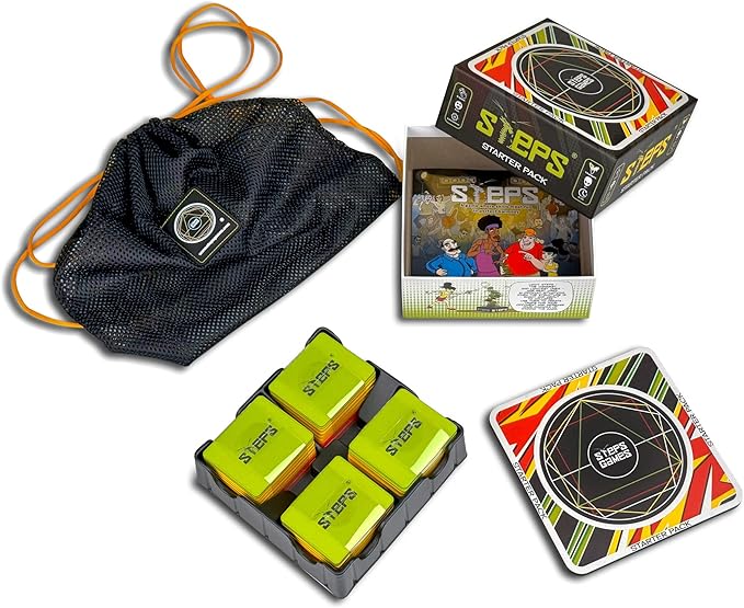 Steps Games Starter Pack Wooden Board Game – Unique Skill-Based Family Game Party &amp Travel Game Gift Fun for Kids and Adults