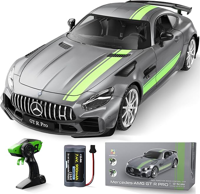 MIEBELY Remote Control Car Mercedes Benz 1/12 Scale Official Authorized GT R Pro Rc Cars 7.4V 900mAh Rechargeable Battery 2.4Ghz Rc Drift Cars W/LED Toy Car Birthday Gift for Boys Kids Adults Age 6+