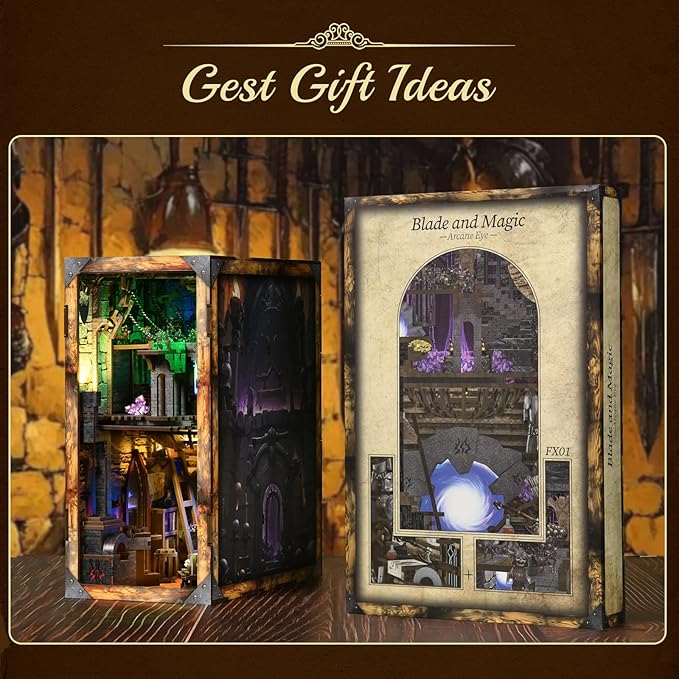 Book Nook Kit DIY Miniature House Dollhouse Kit for Adults and Teens Booknook Tiny House Bookshelf Decor (Blade and Magic)