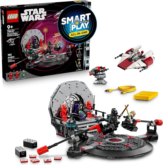 LEGO Star Wars SMART Play: Throne Room Duel &amp A-Wing Interactive Building Toy - All-in-One Set - Reacts to How You Move and Play with a SMART Brick - Gift for Boys Girls and Kids Ages 9+ - 75427