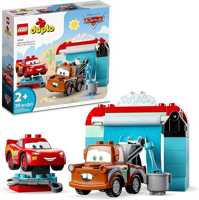 LEGO DUPLO Disney and Pixar's Cars Lightning McQueen &amp Mater's Car Wash Fun 10996 Buildable Toy for 2 Year Old Toddlers Boys &amp Girls Birthday Gift Idea