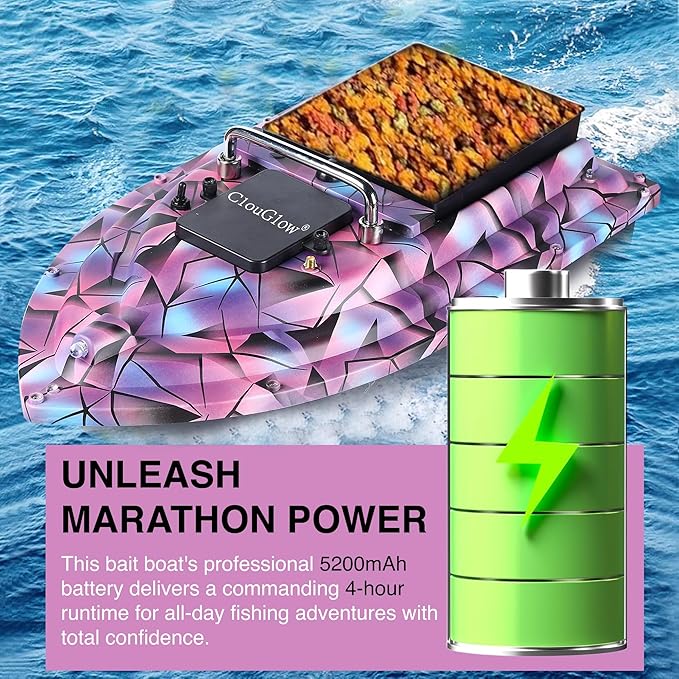 Bait Boat for FishingRC Bait Boat with 2.4GHz Remote Control 546yd Range Carries 4.4 lbs Bait Dual Brushless Motors &amp 3-Propeller System 4H Extended Runtime ABS Armor Low Battery Alarm
