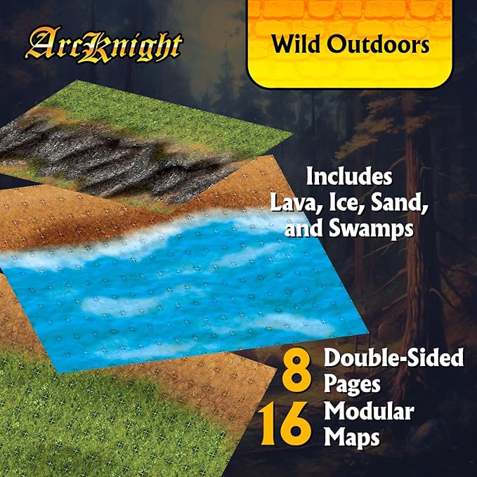 Arcknight The Wild Outdoors Roleplaying Battlemaps 16 Modular RPG Maps in 8 Double-Sided Pages 1 Square Grid Modular &amp Versatile Design for Tabletop Gaming - for Dungeons &amp Dragons Pathfi