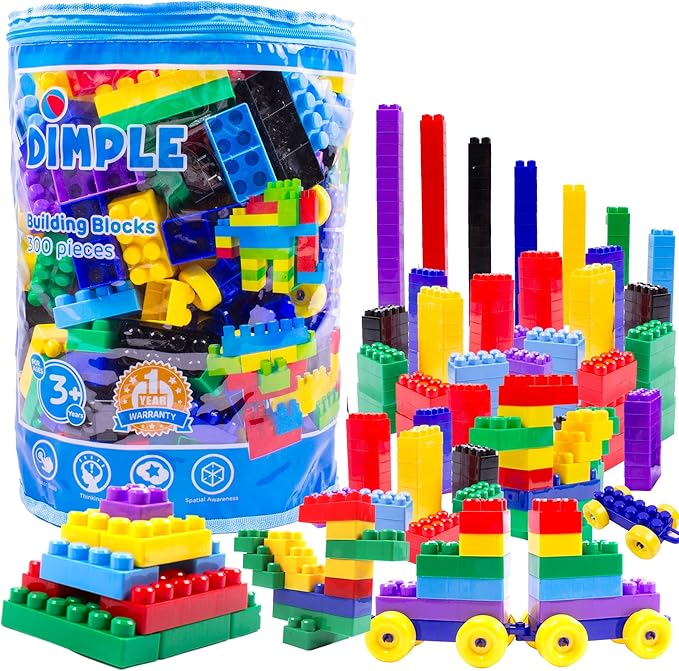 Dimple Building Blocks for Toddler (300 Pcs) Stacking Toys &amp Puzzle Games for Learning and STEM Fun Montessori Toys Educational Baby Blocks Age 3+ Toddler Boy &amp Girl Birthday for Kids