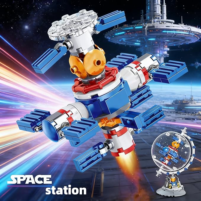 Space Station Constellation Globe Building Set with Light Build and Display Model for AdultsHome and Office DecorAviation Enthusiasts Gifts