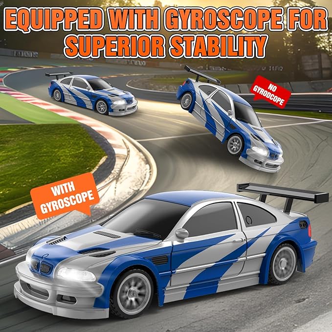 RC Drift car 1/43 Mini Rc Drift car with Gyroscope 2.4GHz Full Proportional Remote control Cars 4WD High Speed Racing with Lights Racing Tires Model Cars Gift for Adults Kids Boys Girls