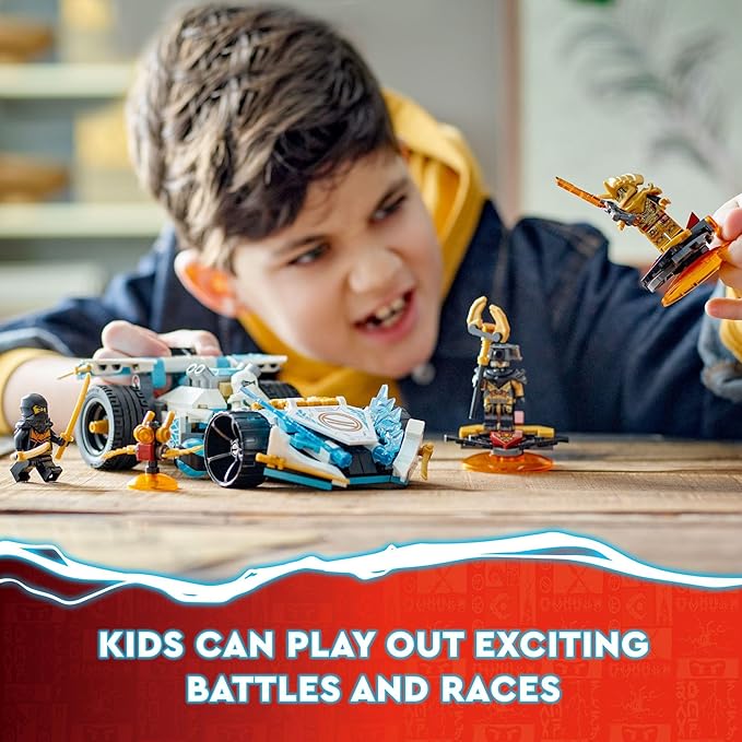 LEGO NINJAGO Zane’s Dragon Power Spinjitzu Race Car 71791 Building Toy Set Features a Ninja Car 2 Hover Flyers Dragon Toy and 4 Minifigures Gift for Kids Aged 7+