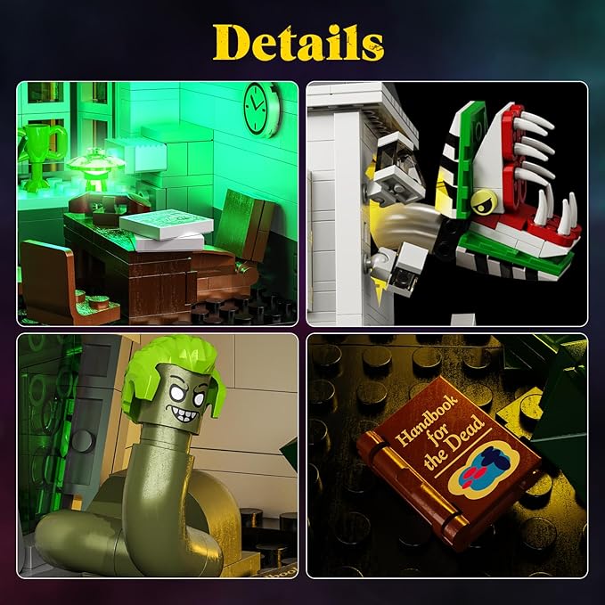 Horror Movie Beetle House Halloween Building Blocks Set Betelgeuse Sandworm Monster Lydia Deetz Toys Compatible with Lego Creative Birthday Decor Gift for Film Fans 18+ Adult (1851pcs)