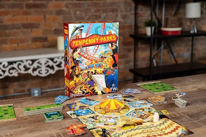 Tenpenny Parks Board Game | Build The Best Theme Park | Beautiful Amusement Park Strategy Worker Placement Family Euro Game | 45-75 Minutes for 1-4 Players Ages 14+ by Thunderworks Games