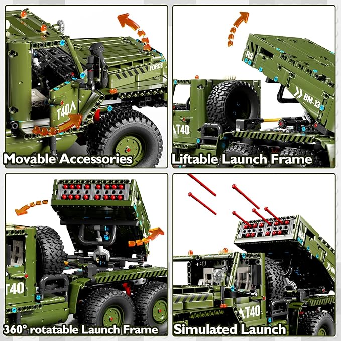 JMBricklayer Rocket Artillery Building Set Adults WW2 Military Tank Model Toy Construction Set Army Vehicle Collectible Home Display Gifts for Boys Teens Adults 61507