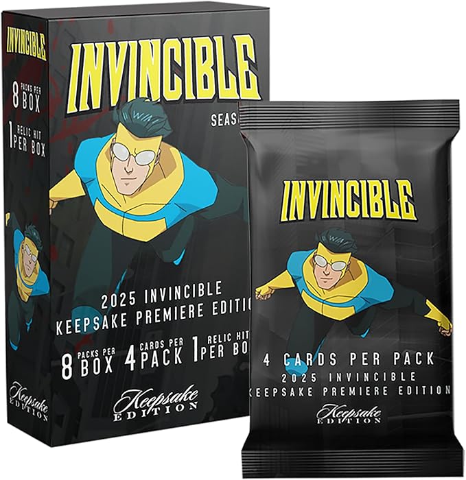 2025 Invincible Season 1 Keepsake Premiere Blaster: 8 Packs Per Box One Guaranteed Relic Chase Rare Autos and Patches