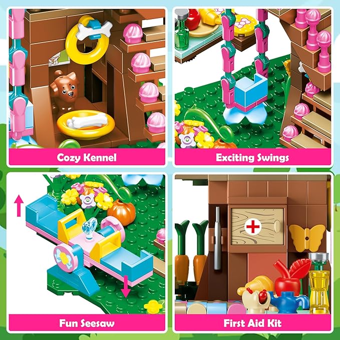 HOGOKIDS Tree House Building Set with LED Light - 622pcs Treehouse Building Blocks Toys Forest Up House Toys with Slide Birthday Easter Gifts for Kids Girls Boys Age 8 9 10 11 12+