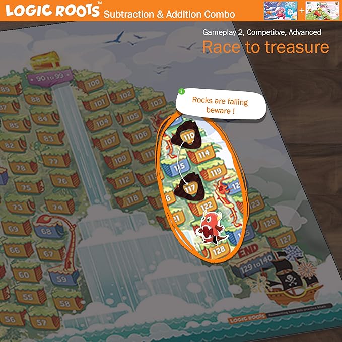Addition and Subtraction Game - Fun Math Board Game for 6-8 Year Olds Easy to Play Educational Game for Kids at Home STEM Toy Gift for Girls &amp Boys (Cloud Hoppers + Moutain Raiders)