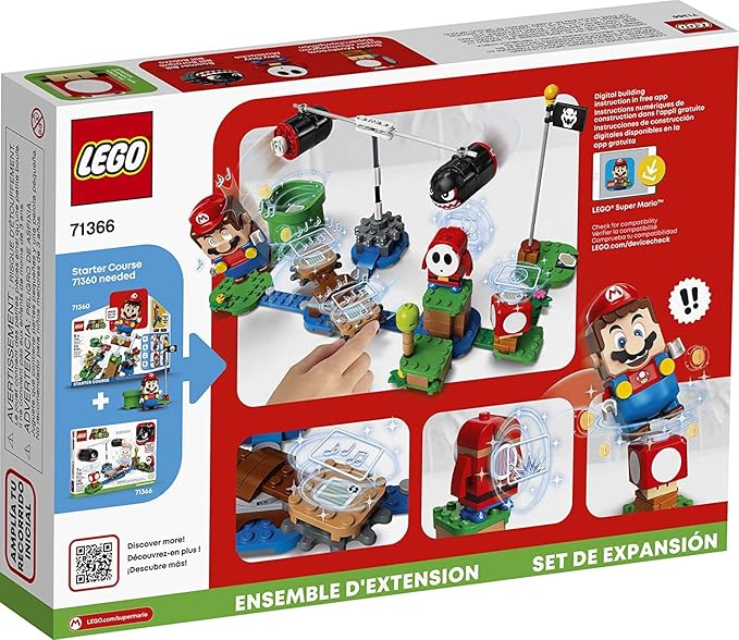 LEGO Super Mario Boomer Bill Barrage Expansion Set 71366 Building Kit Toy for Kids to Add to Their Super Mario Adventures with Mario Starter Course (71360) Playset (132 Pieces)