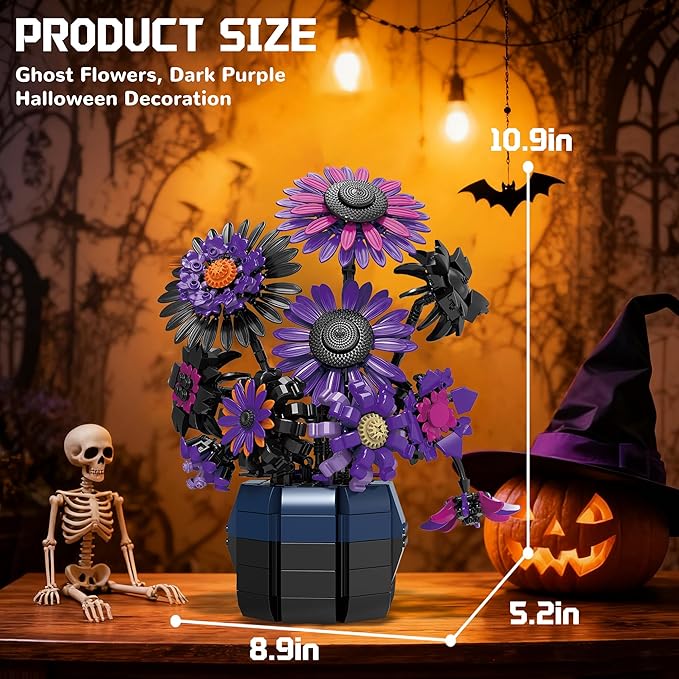 Sunflower Building Set Flowers Purple Art Compatible with Lego Botanical Collection for Adults Home Decor - 1009 Pcs