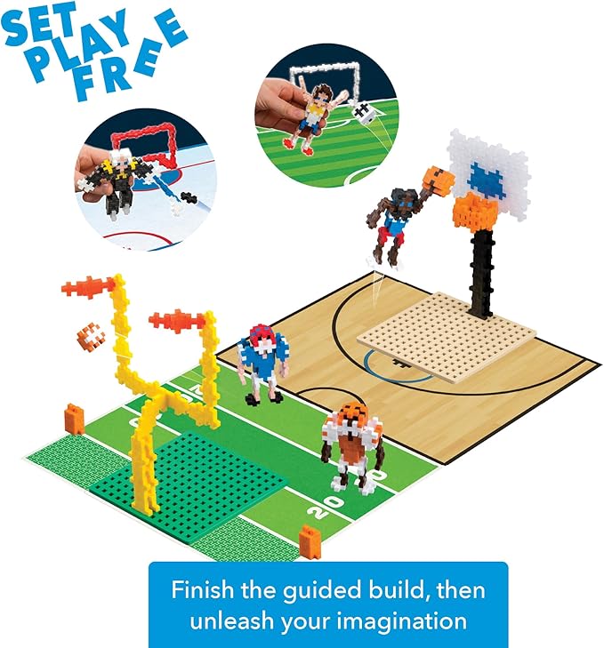 PLUS PLUS Learn to Build Set Interlocking Mini Building Blocks 3D Puzzle Construction Stem Toy for Kids - Sports 380 Pieces