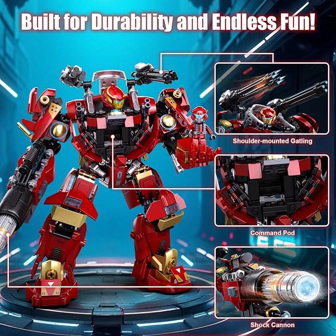Mech Robot Building Sets Easter 588 PCS Transforming Mecha Action Figure Model Creative Build Display Gift Christmas Birthday Ages 14+