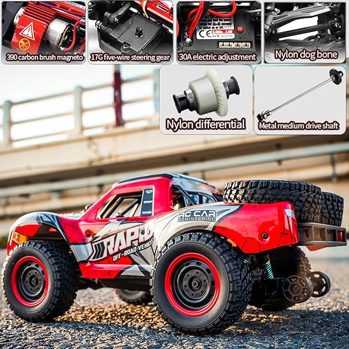 RC Cars 1:14 RC Truck 30 MPH 4WD Remote Control Car All Terrain Trophy Car for Adults Boys Teens Fast 50 Mins Play Off-Road RC Buggy Big Short Course Monster Truck with 2 Batteries (RTR)