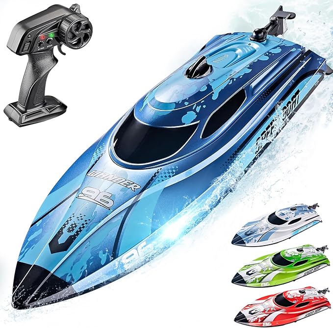 BEZGAR RC Boat 12 inch Remote Control Boat for Kids and Adults 25 KPH Fast RC Speed Boats with 700mAh Battery Ideal Waterproof Toy for Lakes &amp Pools - TX126 Blue