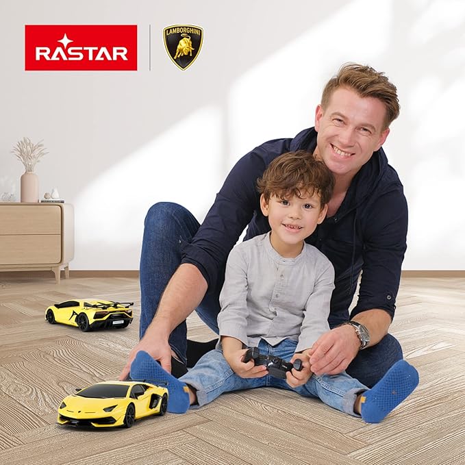 RASTAR Lamborghini Remote Control Car 1/24 RC Lamborghini Aventador SVJ RC Model Toy Car Yellow