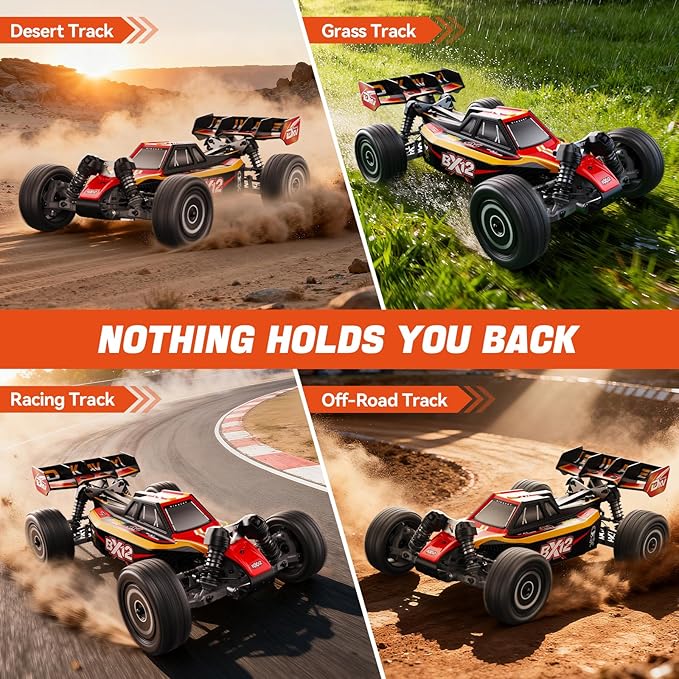 1/12 Brushless RC Cars for AdultsRemote Control Car for Fast Max 42 MPH 4X4 High Speed Racing RC Buggy with 3S 2200 mAh BatteryFast Off-Road RC Truck Suitable as Giftfor Beginner-Red