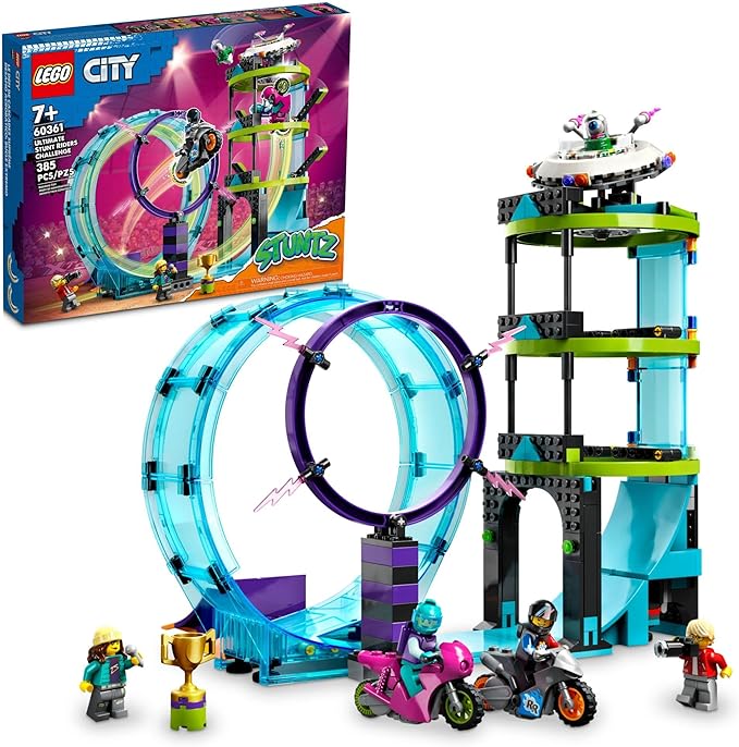 LEGO City Stuntz Ultimate Stunt Riders Challenge 60361 3in1 Stunts for 1 or 2 Player Action with 2 Flywheel-Powered Toy Motorcycles for Kids 2023 Set