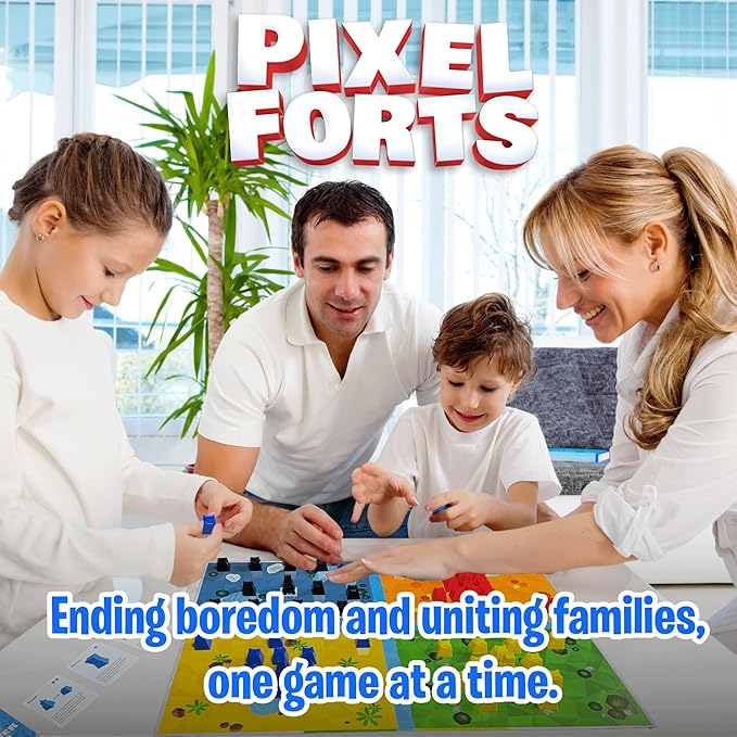 Pixel Forts Board Game by Uzzle Games | Fun Games for Kids (Age 6+) Teens Family Board Games | Build Your Defense &amp Protect Your Fort Interactive Building Game for Home School Work &amp Trav