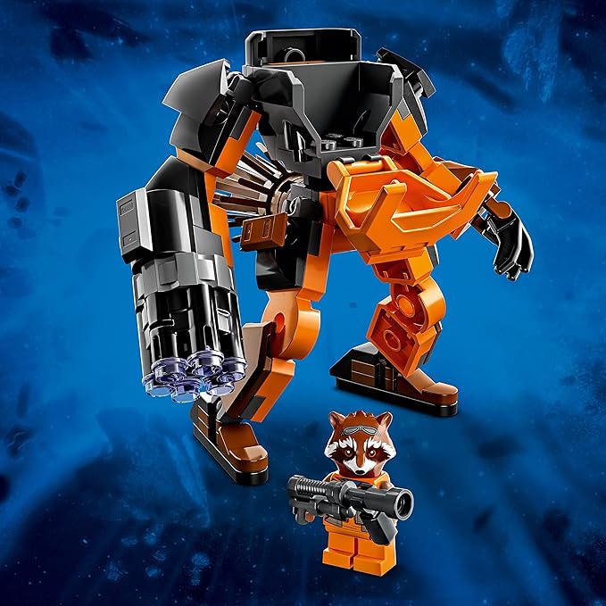 LEGO Marvel Rocket Mech Armor Set 76243 Guardians of The Galaxy Racoon Buildable Action Figure Toy Avengers Collectable Gift Idea for Kids 6 Plus Years Old