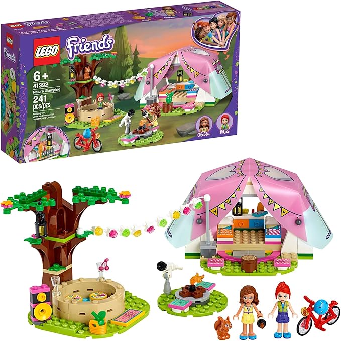 LEGO Friends Nature Glamping 41392 Building Kit Includes Friends Mia a Mini-Doll Tent and a Toy Bicycle (241 Pieces)