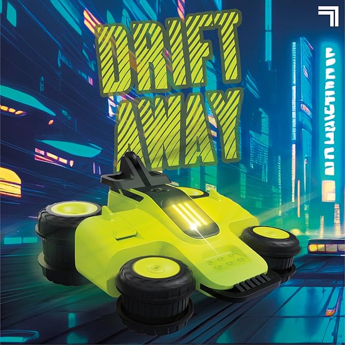 Sharper Image® Slideways Racer – Drifting Stunt RC Car with Rechargeable Battery 3 Driving Modes 90-Degree Wheel Rotation LED Lights 2.4 GHz Remote Control High-Speed RC Stunt Car Toy for Ages 6+