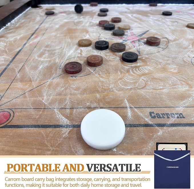 37.5 x 37.5 Carrom Board Cover Storage Carry Bag Canvas Padded Nylon Adjustable Strap and Two Accessory Pockets for Protecting Transport Board Stands Carrom Kits for Christmas