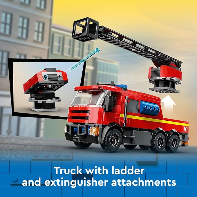 LEGO City Fire Station with Fire Truck Toy - Kids Toy Building Sets with 2 Fire Truck Attachments - Gifts for Boys &amp Girls Ages 6+ - Pretend Play Set with 5 Minifigures - 60414