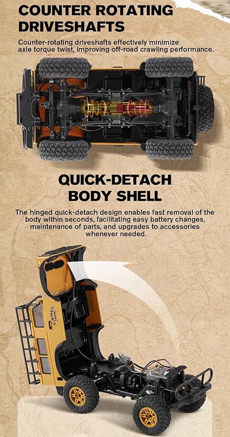 FMS FCX24M 1/24 RC Crawler RTR Land Rover Family Camel Trophy Edition Licensed RC Truck 4WD Off-Road RC Rock Crawler 2.4Ghz RC Car Model for Adults (Discovery)