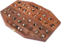 Ajuny Wooden Mancala Board Game Set – Classic Board Games Portable Folding Travel Mancala Board with Marbles (96 Stones) Ideal Family Wooden Games for Adults &amp Kids