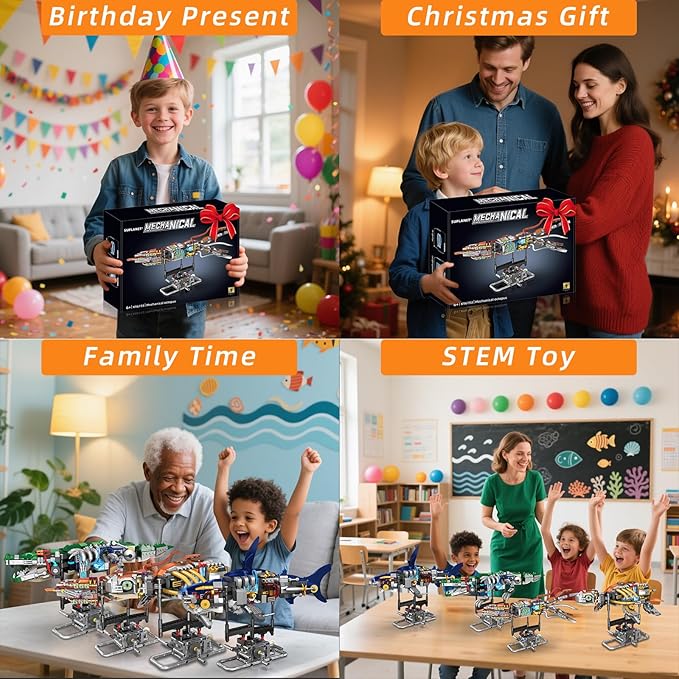 Mechanical Squid Building Set with Lights Rotatable Link Components &amp Display Stand STEM Building Set for Boys and Girls 8-14 Home Office Decor for Adults Mechanical Enthusiasts（633PCS）