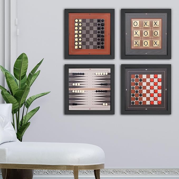 Magnetic Canvas Game Set. Chess/Checkers/Backgammon/TIC TAC Toe. Decrotive Game Sets use an mounting System That Gives Easy Access to Them. (Modern)